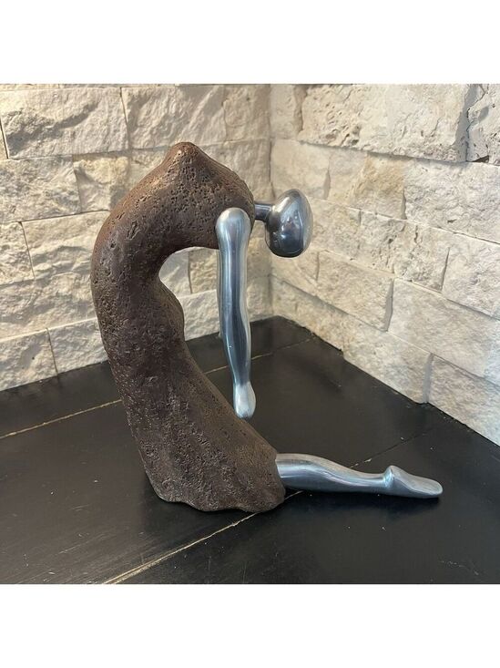 Other - Vintage Modernist/Brutalist Concrete and Stainless Ballerina Statue